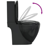 WC Ceramic Toilet Bathroom Round Toilet Bottom Water Flow Black 3059889