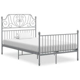 Grey Bed Frame Powder-coated metal Double Durable Bed Frame 324849