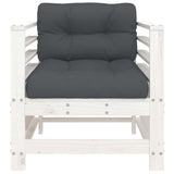 Garden Chairs with Cushions 2 pcs White Solid Wood Pine 825675