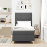 Box Spring Bed with Headboard Dark grey 90 x 190 cm Fabric 3339659
