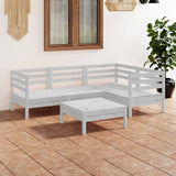 5 Piece Garden Lounge Set Solid Pinewood White 3082693