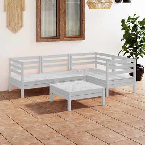 5 Piece Garden Lounge Set Solid Pinewood White 3082693