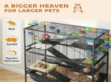 5 Tier Large Hamster Cage on Wheels with 17 cm Deep Tray, Storage Shelf for Syrian, Gerbil, Rats T3398P551586