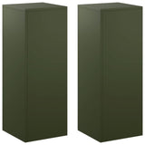 Plant Stand 2 pcs Olive Green 30 x 30 x 80 cm Steel 8012495
