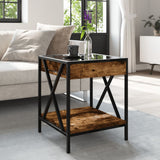 Coffee Table with Infinity LED Smoked Oak 40x40x49 cm 847694
