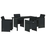 Garden Dining Set with Cushion 5 pcs Black Poly Rattan 3379945