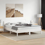 ZNTS Bed Frame with Headboard White 200x200 cm Solid Wood Pine 3216358