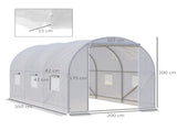 3.5 x 2 x 2 m Polytunnel Greenhouse, Walk-in Green House for Garden with Mesh Windows, Galvanised T3398P310902