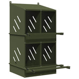 ZNTS Chicken Nesting Box with 4 Compartments Olive Green Metal 864353