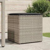 Cushion Box with Storage Light Grey 50 x 50 x 50 cm Poly Rattan 365413