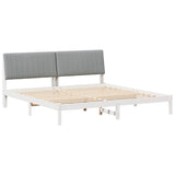 Bed Frame with Headboard White 200 x 200 cm Solid Pine Wood 3394402