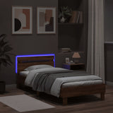 Bed Frame without Mattress with LED Lights Brown Oak 100x200 cm 838714