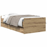 Bed Frame with Drawer Artisan Oak 90 x 190 cm Solid Pine Wood 3403208