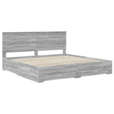 Bed Frame with Drawer Grey Sonoma 200 x 200 cm Engineered Wood 3411269