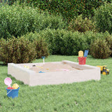 Sandbox with Seats White Square Solid Wood Pine 825031