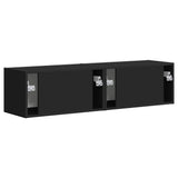 TV Wall Cabinet 2 pcs Black Engineered Wood 892192
