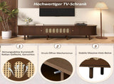 180*40*40cm Oval TV Stand in Dark Walnut, Rattan Design - MDF Design, 30 kg Load Capacity, Roll-Up N605P439647N
