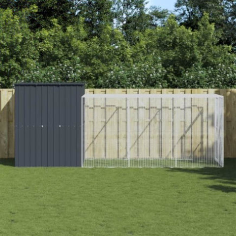Chicken Cage with Run Anthracite 165x455x181 cm Galvanised Steel 3189109