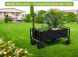 5" Rubber Wheel Heavy Duty Foldable Garden Trolley Cart Wagon Wheelbarrow UK 22342327