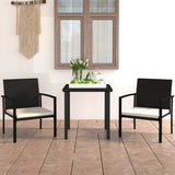 3 Piece Outdoor Dining Set Poly Rattan Black 3100407