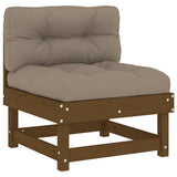 Middle Sofa Honey brown, Taupe Solid pine wood, Oxford fabric 825432