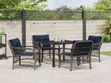Garden Dining Set with Cushion 5 pcs Grey and Black Rattan 3380247