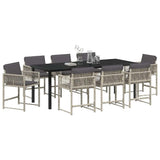 Garden Dining Set 9 pcs Light Grey Poly Rattan 3380764