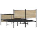 Metal Bed Frame without Mattress Sonoma Oak 120x190 cm Small Double 4007731