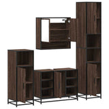 4 Piece Bathroom Furniture Set Brown Oak Engineered Wood 3301244