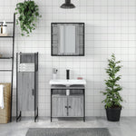 ZNTS 3 Piece Bathroom Cabinet Set Grey Sonoma Engineered Wood 3214758