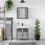 ZNTS 3 Piece Bathroom Cabinet Set Grey Sonoma Engineered Wood 3214758