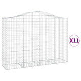 Arched Gabion Baskets 11 pcs 200x50x140/160 cm Galvanised Iron 3145691