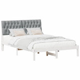 Bed Frame Light Grey 140 x 200 cm Solid Pine Wood 878818