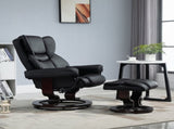 360&deg Swivel Recliner Chair with Footstool, PU Leather Manual Recliner Armchair with Solid Wood T3398P343496