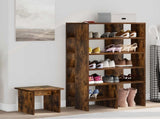 Shoe Cabinet with Shelf 2 pcs Smoked Oak Engineered Wood 8000384