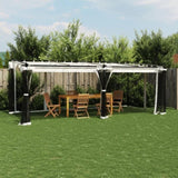 Gazebo with Mesh Walls Cream 6x3 m Steel 4003914