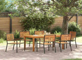 Garden Dining Set 7 pcs Black Solid Acacia Wood 3365538