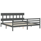 Bed Frame without Mattress Grey 200x200 cm Solid Wood 3195178
