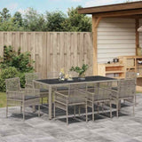 Garden Dining Set 9 pcs Grey Poly rattan 3334876