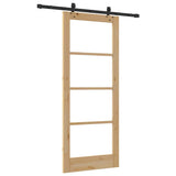 Sliding Door Natural 83 x 202 cm Solid Pine Wood and Glass 3332277