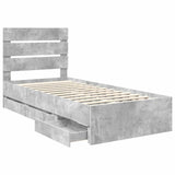 Bed Frame with Drawer Concrete Grey 75 x 190 cm Engineer Wood 3411870