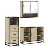 3 Piece Bathroom Furniture Set Sonoma Oak Engineered Wood 3301061