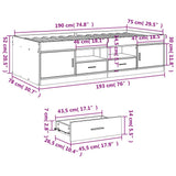 Daybed with Drawers without Mattress Concrete Grey 75x190 cm Small Single 3280261