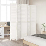 Room Divider 5 Panels White Solid Wood Paulownia 358840