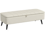 Linen-Look 92 x 31cm Storage Ottoman - Cream White T3398P330431