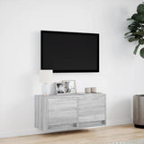 TV Wall Cabinet with LED Lights Grey Sonoma 80x31x35 cm 852360
