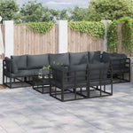 Garden Sofa Set with Cushion Black Aluminium 3378889