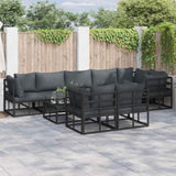 Garden Sofa Set with Cushion Black Aluminium 3378889