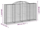 Arched Gabion Baskets 2 pcs 200x30x140/160 cm Galvanised Iron 3146152