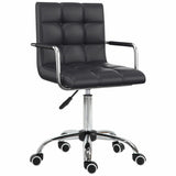 Office Chair, Makeup Vanity Chair, Mid Back Computer Chair, PU Leather Swivel Study Chair with T3398P328223